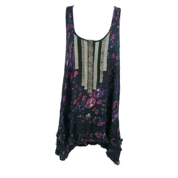 Free People Shark Bite Tank Top Floral Boho - Picture 1 of 10